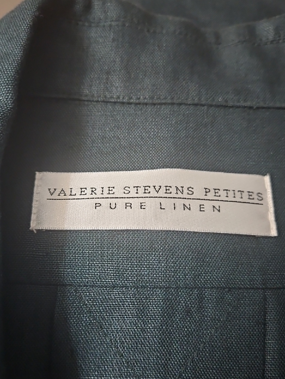 Valerie Stevens Dark Green Linen Jacket Blazer Size 14P - Picture 3 of 4